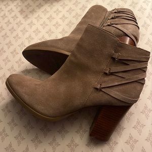 Size 9.5 Booties. Tan/Light brown in color
